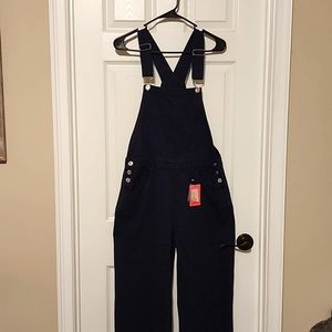 Edikted Women's Sk8Ter Wide Leg Denim Navy Overalls, Size Medium